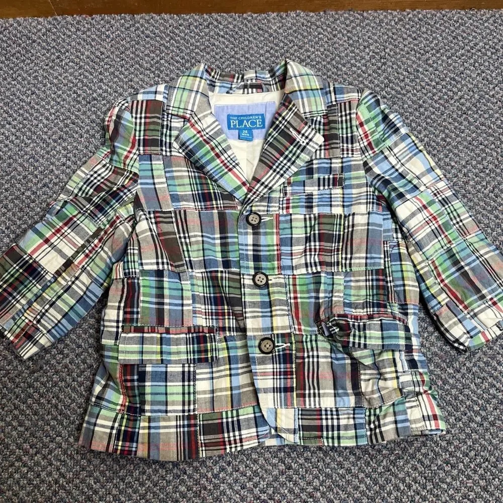 The Children's Place Boys Patchwork Madras Blazer Size 24 months